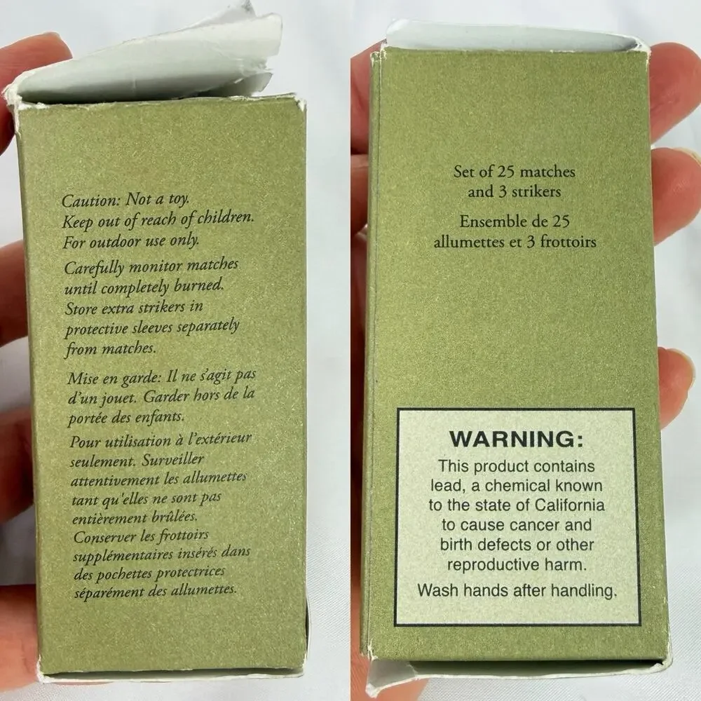 Restoration Hardware Storm proof Matches In Container And Box, camping, hiking